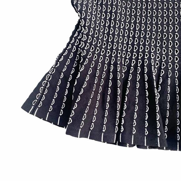 Ann Taylor Embroidered Peplum Knit Sleeveless Sweater Tank Top Black White XS - Picture 10 of 16